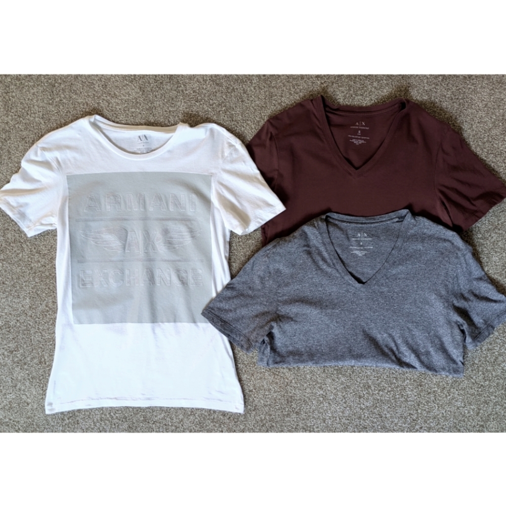 Armani Exchange Men's Short Sleeve Tees - White, Maroon, Gray ~ Sz S